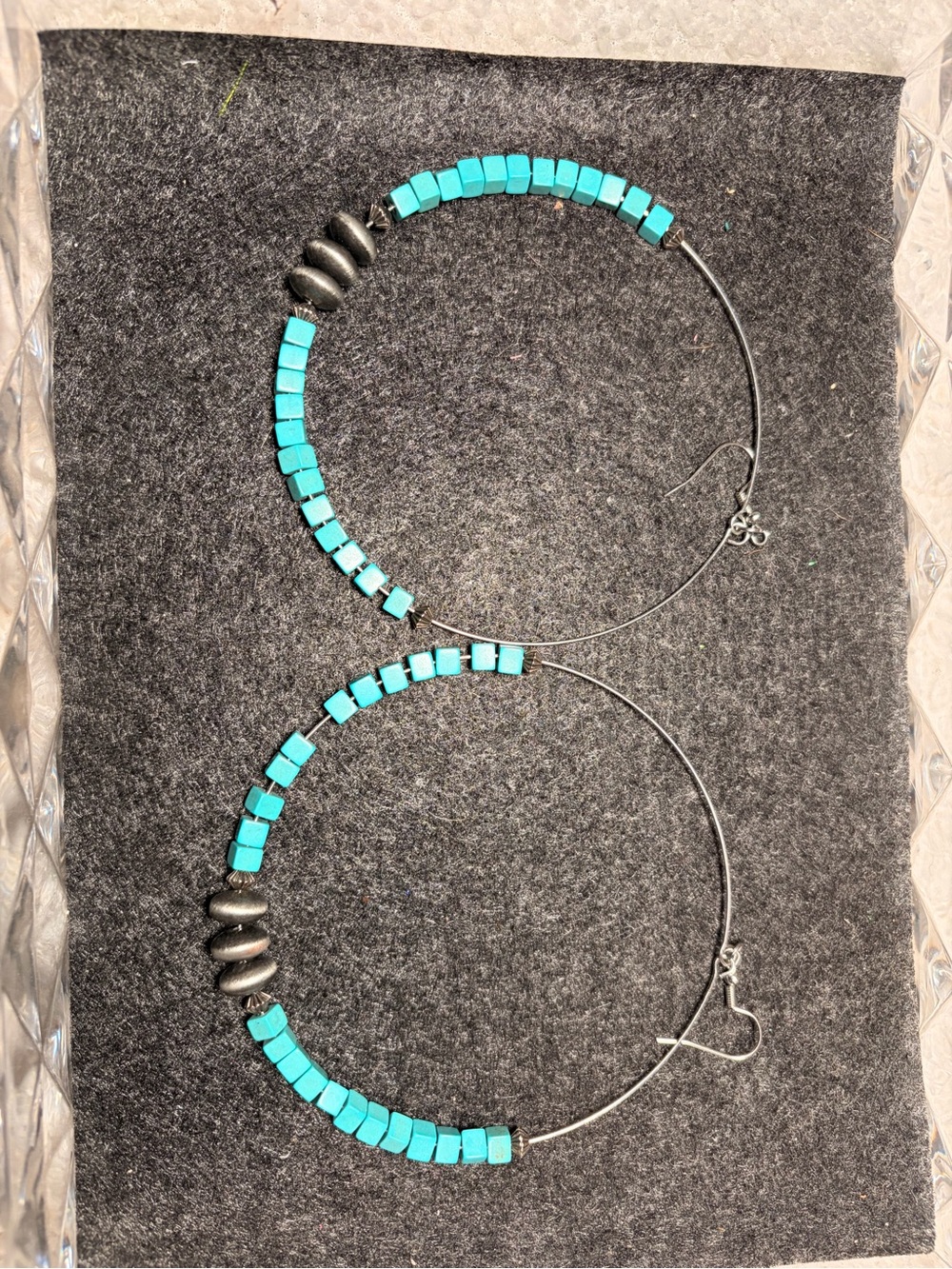 Turquoise Cubed Bead Hoop Earrings - Women's Jewelry